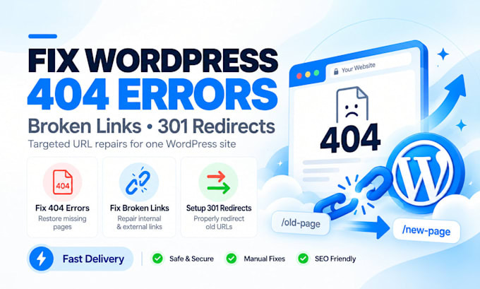 fix wordpress 404 errors, broken links and 301 redirects