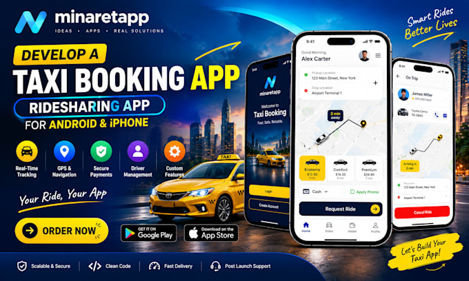 develop a taxi booking app ridesharing app for android and iphone