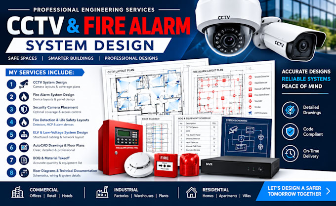 cctv and fire alarm systems with detailed plans