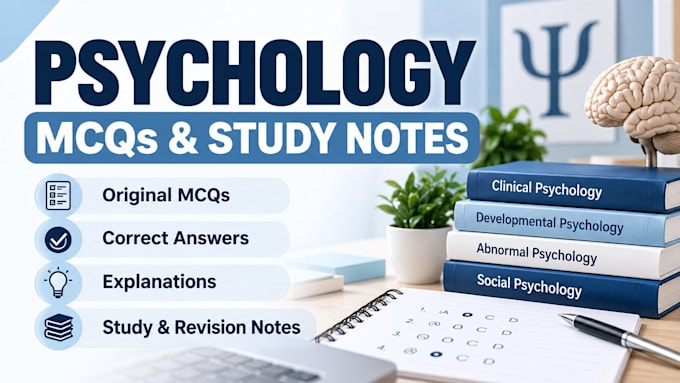 create psychology mcqs quizzes and study notes