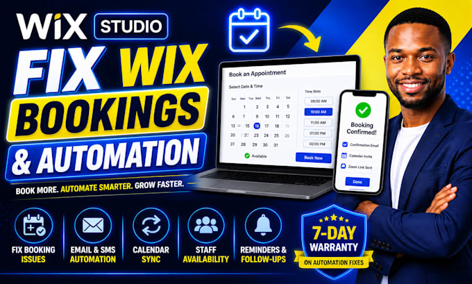 fix wix bookings calendar, fix wix automation workflow and scheduling errors