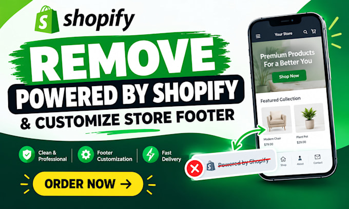remove powered by shopify and customize store footer