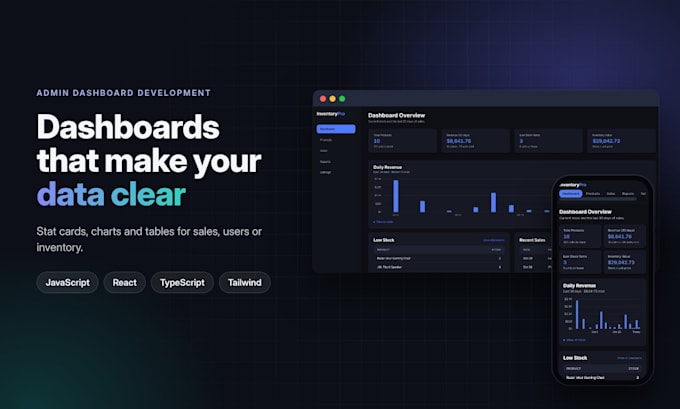 build a responsive admin dashboard with charts, tables and data export