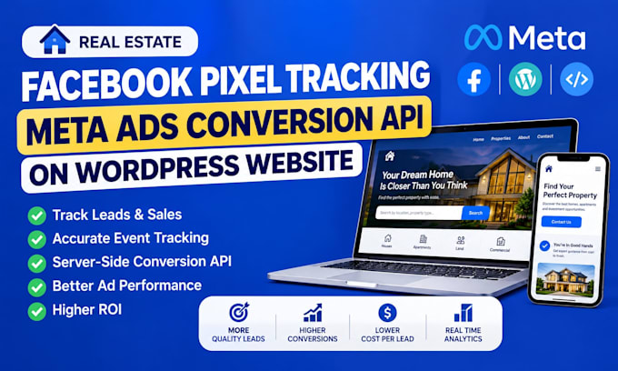 real estate facebook pixel tracking meta ads conversion API on wordpress website