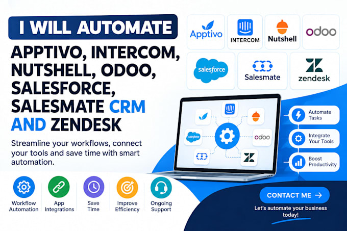 integrate apptivo, intercom, nutshell, odoo, salesforce, salesmate and zendesk