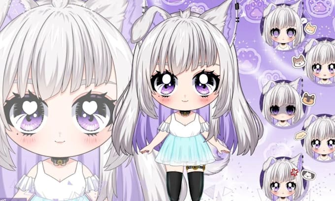design and rig cute interactive chibi live2d vtuber model for vtube studio