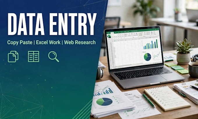 do data entry, copy paste, exacel work and web research
