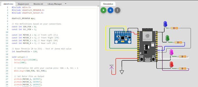 design circuits and simulate on wokwi for arduino esp32
