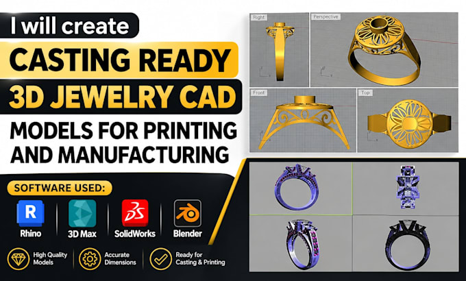 create casting ready 3d jewelry cad models for printing and manufacturing