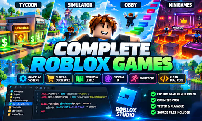 create a complete custom roblox game in roblox studio