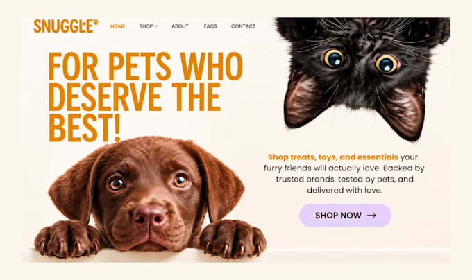 design pet shopify store pet website
