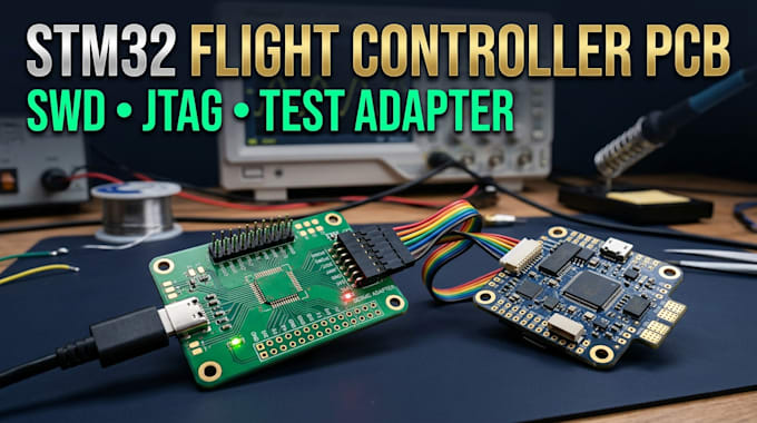 design custom swd jtag stm32 programming and test adapter flight controller pcb