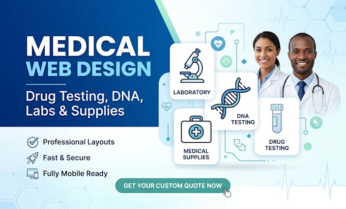 design drug testing website, dna testing, laboratory, medical supply website