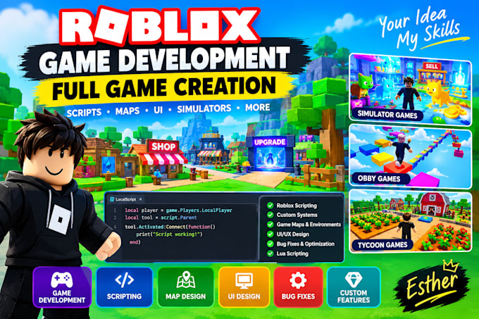 roblox full game development roblox game creation obby simulator games scripter