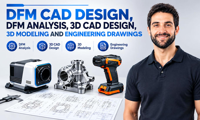do dfm cad design, dfm analysis, 3d cad design, 3d model and engineering drawing