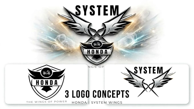 design 3 modern honda wings system logo concepts