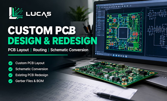 create custom pcb layout, circuit board design, schematic in kicad and easyeda