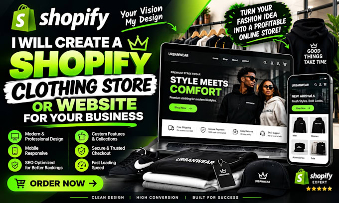 create a shopify clothing store or website for your business