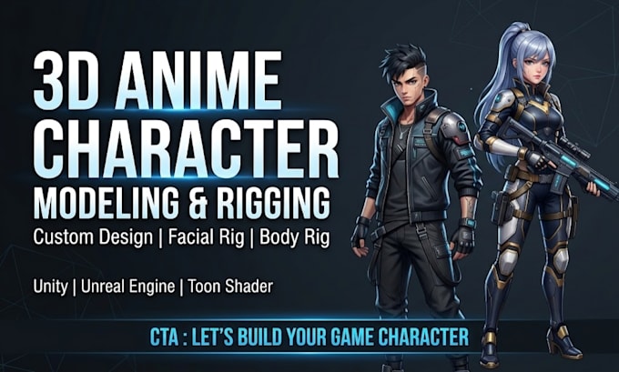 model and rig anime 3d characters for games