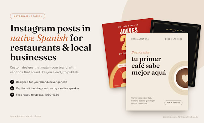 design instagram posts in spanish for your restaurant
