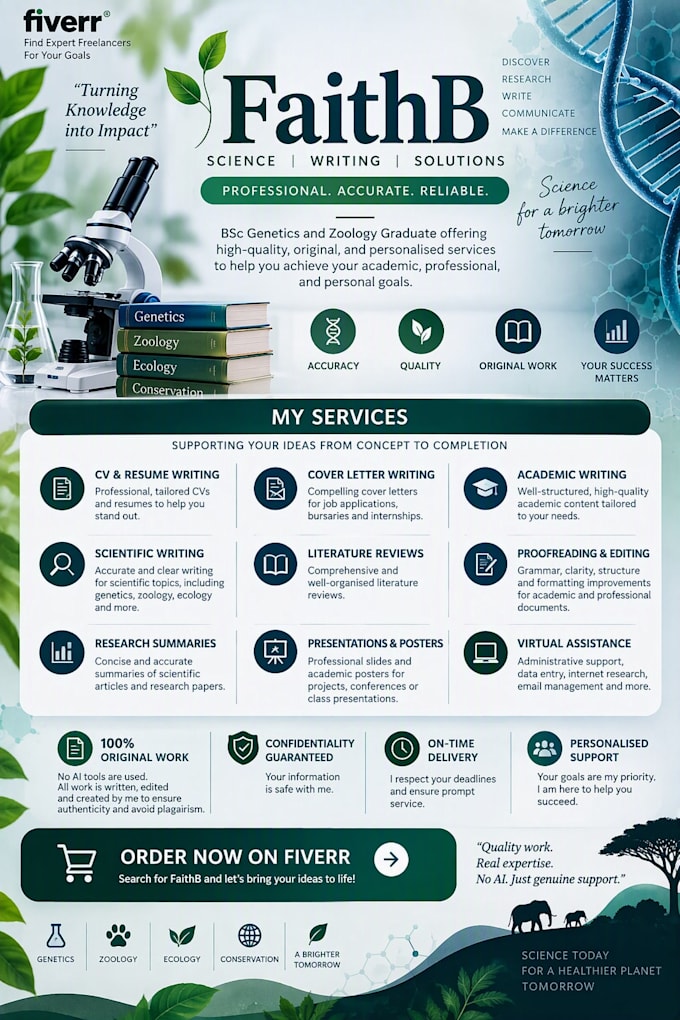 be your scientific writer, CV writer, proofreader, and virtual assistant