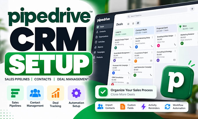 configure pipedrive CRM, sales pipelines and workflow automation