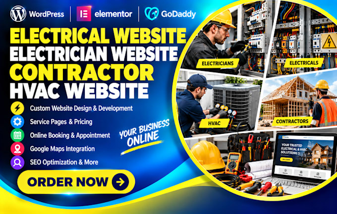design electrician website, electrical website, hvac website, contractor website