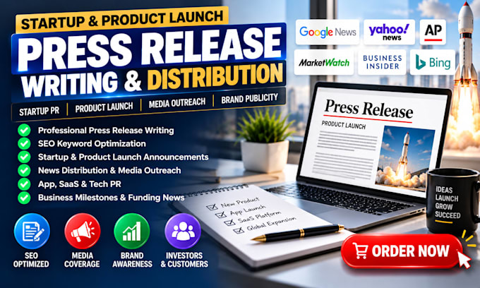 write startup press release product launch PR news distribution media outreach