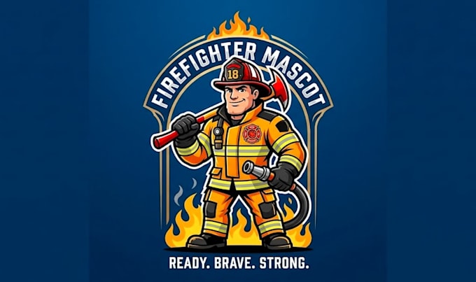 create firefighter mascot logo design with 1 day delivery