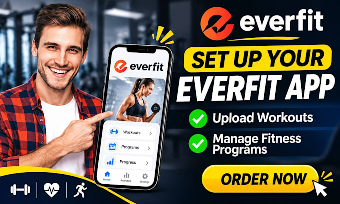 set up your everfit app, upload workouts and manage fitness programs
