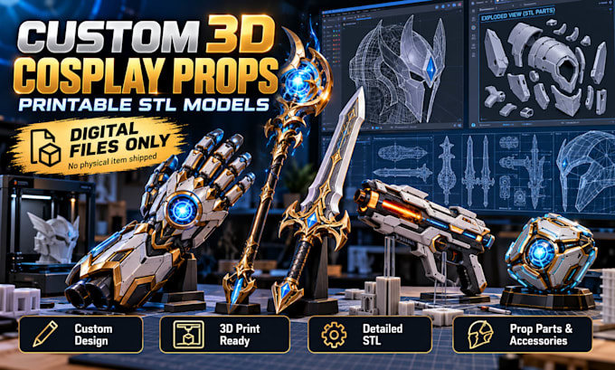 design custom 3d cosplay props and printable stl models