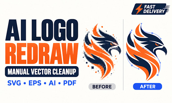 manually redraw and vectorize cleanup your ai generated logo