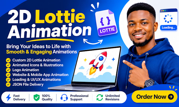 create custom 2d lottie animation for your website or mobile app