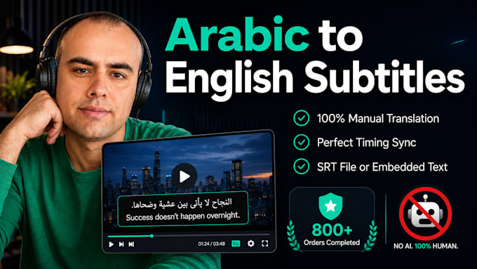 manually make english subtitles to your arabic video