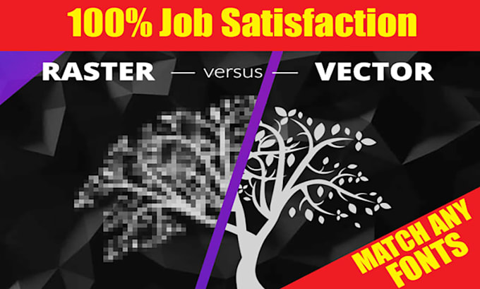 vectorise your low quality image and match your any fonts