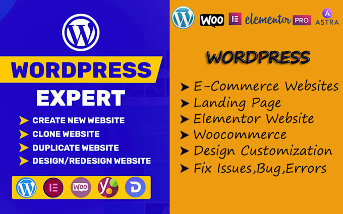 create , clone, revamp wordpress websites, woocommerce websites