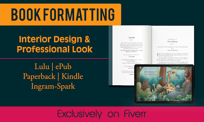 do interior design and format your book for ebook or paperback,