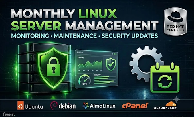 provide monthly linux server management, monitoring, and maintenance