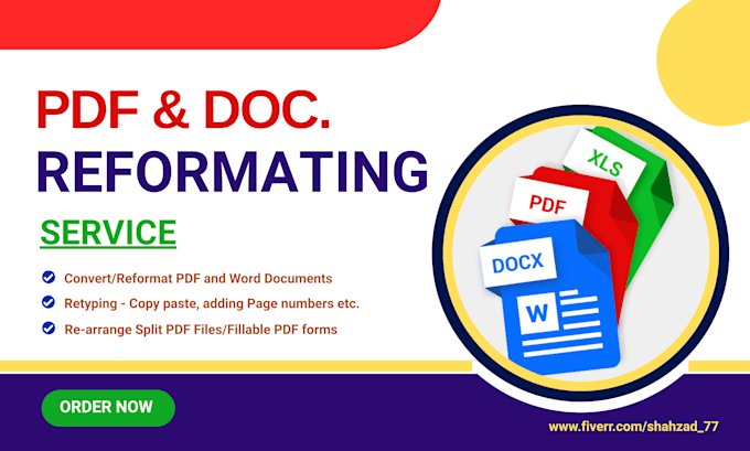 reformat PDF, word and scanned documents