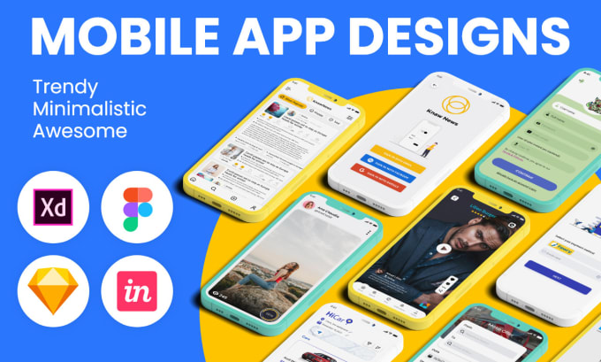 design mobile app UI UX design using figma, xd