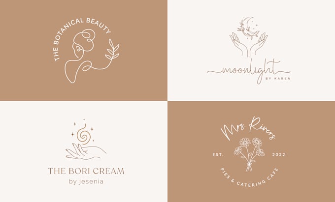 design hand drawn botanical boho minimalist logo