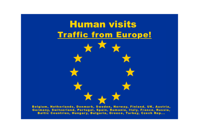 send human visits, traffic from europe for websites and blog