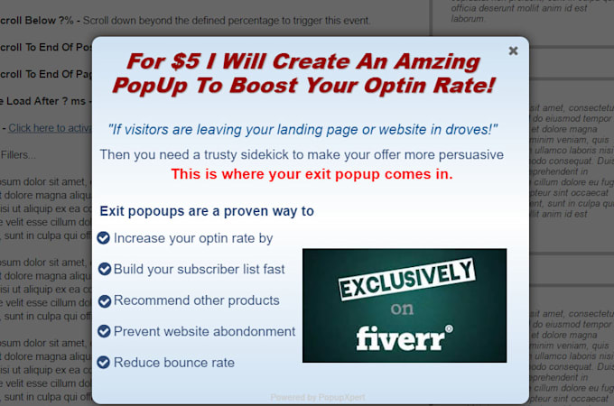 create a custom exit intent popup for any type of website