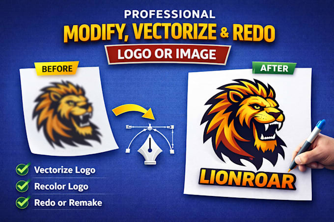 modify, vectorize, recolor, redo, remake logo or image