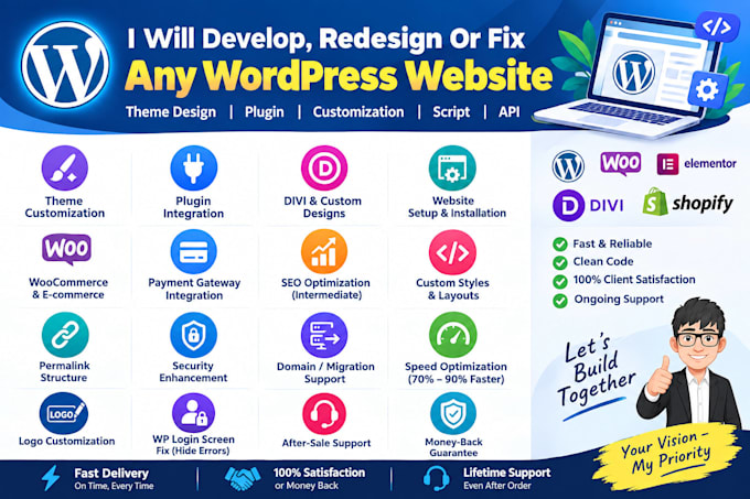 do wordpress website development, redesign, upgrade