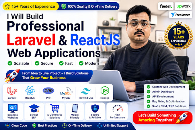 custom laravel reactjs web app development for your business