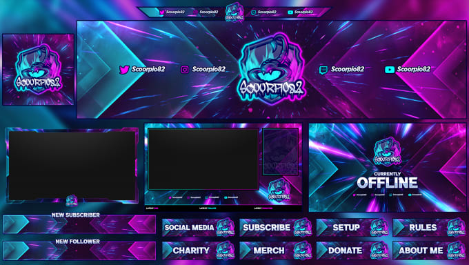 Design twitch overlays, screens, panels and more by Pookiezz | Fiverr