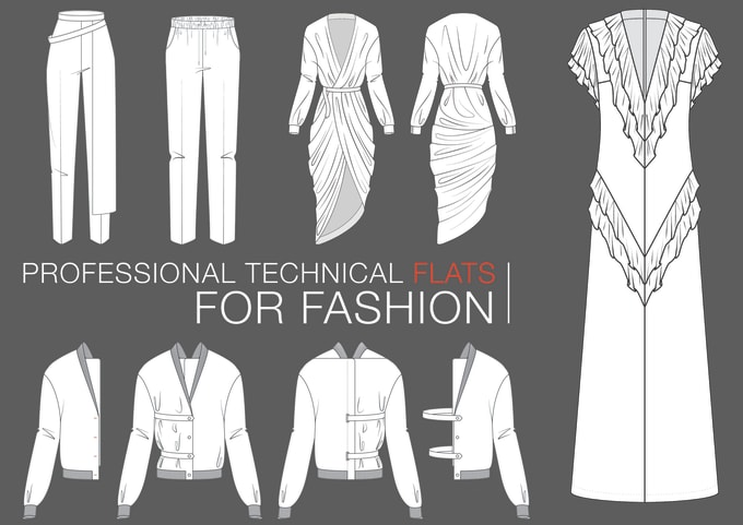 Crate a tech pack or a fashion cad flat technical drawing by Misha_bo ...