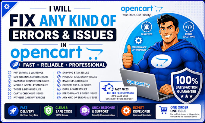 fix any kind of errors and issues to opencart based website