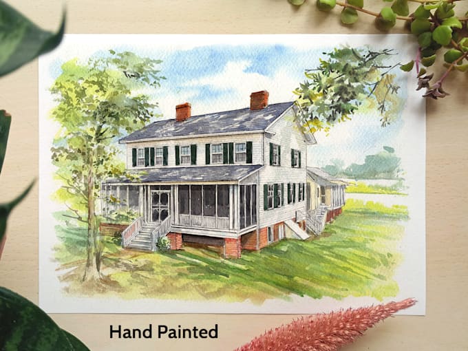 paint watercolor house portraits and building illustrations